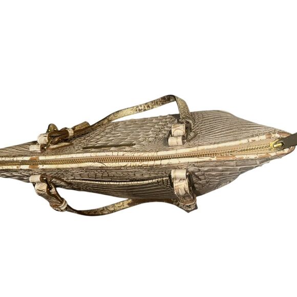 BRAHMIN ivory croc embossed leather Asher Melbourne medium shoulder bag purse - Picture 7 of 13